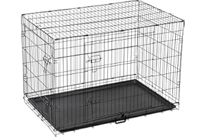 VIVO TECHNOLOGIES Dog Crate Extra Large Dog Puppy Pet Cage with 2 Doors (Front & Side), Large Dog Crate with Removal Tray,Folding Metal Pet Dog Puppy Training Cage Crate for Large Dogs (XL 42")