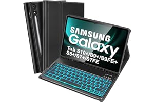 SOPPY Custodia con Tastiera Retroilluminata per Samsung Galaxy Tab S10+ /S9+ /S9 FE+/S8+/S7+/S7 FE 12,4", 7 Colori Retroilluminati, Layout IT, Custodia con Tastiera per Samsung Tab 12,4 Pollici, Nero