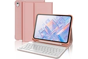 FOGARI Clavier pour iPad 10/11ème Génération 2022/2025, Clavier AZERTY sans Fil Bluetooth, Étui avec Porte-Crayon pour iPad 10ème Gén/A16 （10.9''/11‘’） - Or Rose