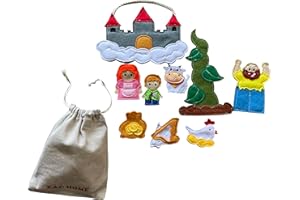ZAC HOME Jack and the Beanstalk Finger Puppets, Handcrafted Fairy Tale Set for Kids' Storytelling and Play