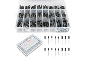 Nizirioo Condensatore elettrolitico set da 24 valori, 630 pezzi, condensatore elettrolitico, kit da 10uF a 2200uF 10 V, 16 V, 25 V, 50 V, in alluminio, con scatola di immagazzinaggio