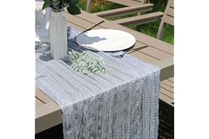 KAMEUN Cheesecloth Table Runner (90x400CM) for Wedding, Birthday, Baby Shower Decorations, Gauze Fabric Boho Decor for Farmhouse, Dining, Outdoor