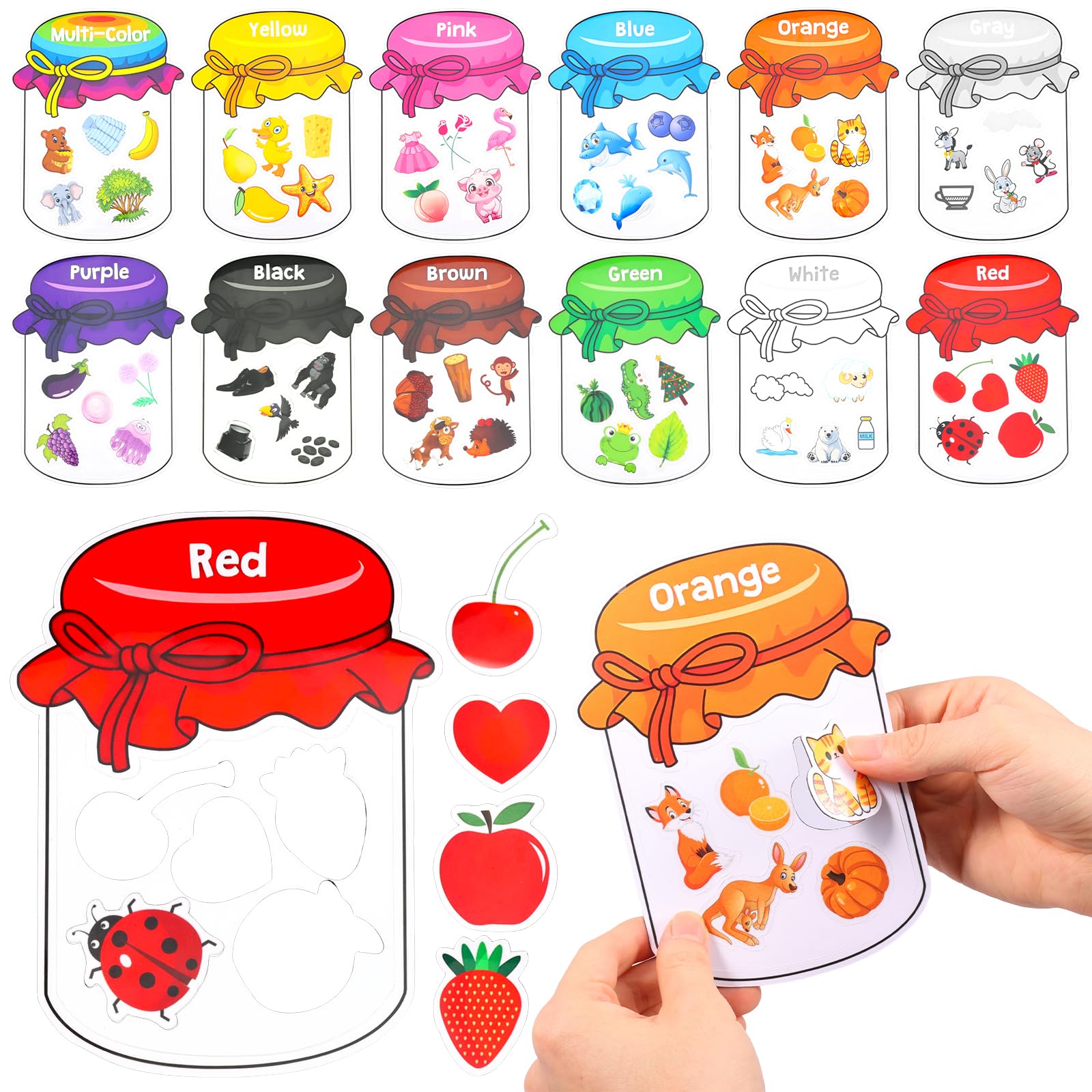 12 Stück Kühlschrankmagnete Set mit Farbsortiermagneten,Pädagogische Vorschul-Lernaktivitäten für Kinder,Sensorische Feinmotorik-Zuordnungsspiele(12 Farben) - 1