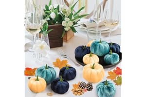 TTCOTOKE Kürbis Herbst Dekoration,12 Stück Samt Kürbis Herbst Deko Dekoration, Mini Künstliche Kürbis Deko für Herbstdeko, Halloween, Thanksgiving,Zuhause, Party, Haus,DIY Dekoration