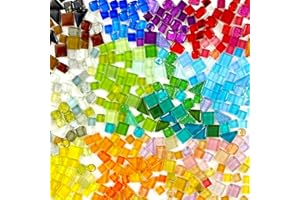 HILELIFE 500g 340 Piece Glass Mosaic Tiles for Crafts Bulk – Assorted Colors and Shapes, Mini Mosaic Glass Pieces for DIY Art Projects, Home Decor
