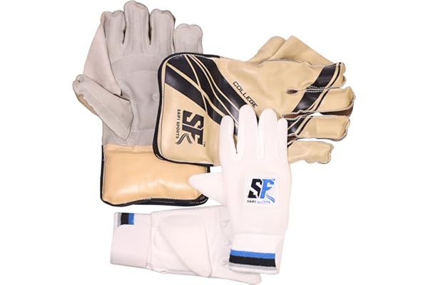 SAIFI SPORTS Cricket Wicket Keeper Gloves & Surge Cotton Padded White net Inner, Perfect Quality to Improve Your Cricket for Mens not for Kids Wicket Keeping Gloves is avalable in Multicolour