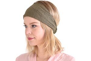 ‎CHARM CHARM Leinen Haarband Herren Bandana - Damen Piraten Stirnband Kopftuch Kopf Band Elastisch Haarband Sport Mode Beige