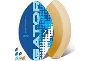BPS New Zealand 'Gator' Skimboards with Colored EVA Grip Pad and High Gloss Clear Coat | Wooden Skim Board for Kids and Adults | Choose from 3 Sizes