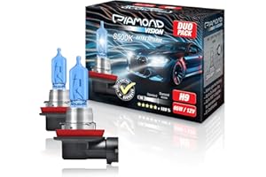‎DIAMOND VISION Diamond Vision 2x H9 12V 65W | Xenon Look | Halogen KFZ Autolampen | 8500k Super Ultra White | zweimal so langlebig | Duobox | E-Prüfzeichen | PGJ19-5