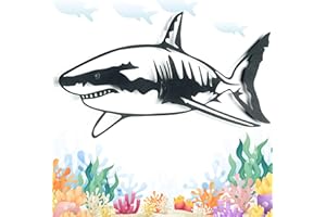 KELULY Tiburón. Escultura de Metal. Adorno de Pared, Elemento Decorativo, Cartel, Souvenir, Poster, Decoración, Animales Marinos, Regalo para Aficionados del Mar y Océano, Exploradores, Pescadores.