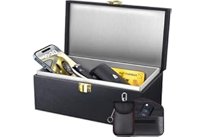 Samfolk Keyless Go etui ochronne na kluczyki samochodowe i 2 torby Faraday Bag, Faraday Box ochrona przed promieniowaniem Keyless Go, skórzane czarne (czarne, XL)