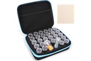 MACTING Aufbewahrungsbox für Diamantmalerei, 30 Fächer, Diamant-Kunst-Aufbewahrungsbox mit 1 leeren Etiketten-Aufkleber, Diamant-Malzubehör für DIY Kunst Handwerk(Blau)