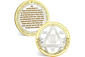 ACGZQY Chip de sobriedad de 3 años – Moneda AA de tres placas de flores y medallón, símbolo de recuperación de adicciones, monedas de sobriedad, alcohólicos, anónimos, sobrio, regalo de aniversario