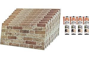 Izodekor - Lot de 10 panneaux 3D en polystyrène - Avec 4 cartouches de colle Akfix 310 incluses pour la fixation - Style ferme