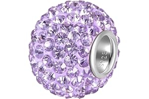 Andante-Stones 925 Sterling Silber Kristall Glitzer Strass Bead Charm (Heller Flieder) als Kettenanhänger oder Element für Bettelarmbänder + Organzasäckchen