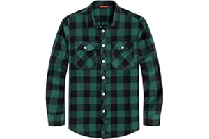 J.VER Mens Flannel Shirts Check Long Sleeve Lumberjack Plaid Casual Button Down Shirt with Pocket