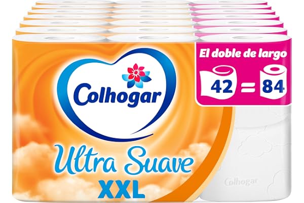 Colhogar Ultra Suave XXL 7x6 - Papel Higiénico Suave - Paquete con 42 Rollos Extra Grandes - Papel de Baño de 2 Capas - 100% Libre de Perfume - Blanco