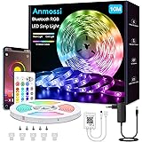 Anmossi Striscia LED 10 Metri,Smart Bluetooth RGB Strisce LED,Lampada LED SMD 5050,Controllabile Tramite APP e Telecomando,Si