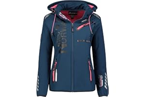 GEO NORWAY REINE LADY - Veste Softshell Femme Impermeable - Jacket Chaud À Capuche Outdoor - Blouson Zippées Coupe Vent Resistant Hiver - Activites En Exterieur Randonnée