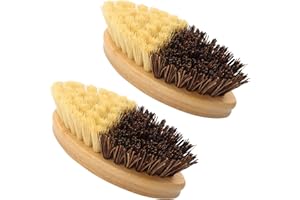 ROELLGS 2 plant cleaning brushes, used for cleaning vegetables and kitchen utensils, board brush, sisal coconut fiber bamboo handle, zero waste biodegradable kitchen brush