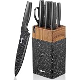 Yabano 7-Piece Kitchen Knife Set with Block and Built-in Sharpener, Ultra Sharp Stainless Steel Blades, Heavy Duty Plastic Bl