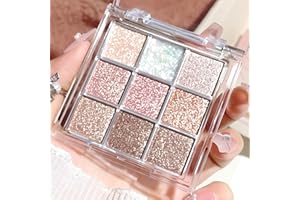 FRESFRESI Glitter Eyeshadow Palette for Women - Shimmer Makeup Palette with Natural Waterproof, Long-Lasting, Highly Pigmented Shades - Compact Travel Size