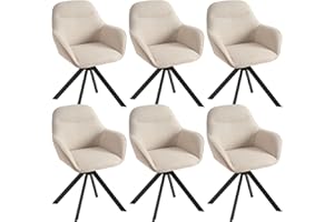 ‎GOEURVANT Goeurvant Drehstuhl Esszimmer Beige mit Armlehne, 6er Set Esszimmerstühle drehbar, Armlehnstuhl, Küchenstuhl, Polsterstuhl aus Polyester mit Metallbeine und Rückenlehne für Esszimmer Küche Büro