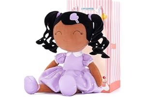Gloveleya Baby Doll Gifts Plush Curly Girl Toys with Love 16" Purple Tanned Skin