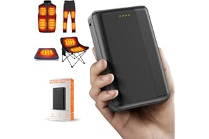 HOTOKGOO Upgraded Power Bank for Heated Gilet – 5V 2.4A 20000mAh USB Output Rechargeable Battery Pack for Heated Jackets, Vests, Coats, Trousers & Underwear with Charging Accessories