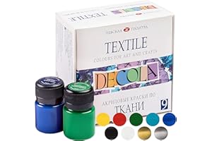Decola Set Colori Per Tessuti | 9x20ml Tempere Per Tessuti Resistenti Ai Lavaggi In Lavatrice | Prodotti in Russia da Nevskaya Palitra
