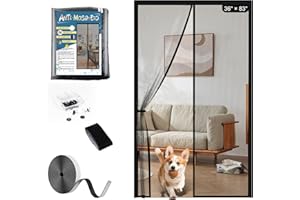 YOUBST Fliegengitter Balkontür Magnet Super Angebot, Selbstschließend Fliegengittertür Ohne Bohren,Insektenschutz Mückenschutz Tür mit Velcro und starken Magneten, Ideal für Terrassentür 90x210cm