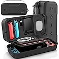 OIVO Switch OLED Carrying Case Compatible with Nintendo Switch/OLED Model, Portable Switch Travel Carry Case Fit for Joy-Con and Adapter, Hard Shell Protective Switch Pouch Case with 20 Games, Black