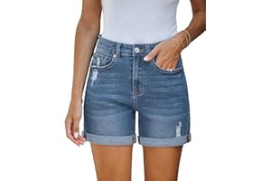 Vetinee Denim Shorts for Women High Waisted Ripped Casual Jean Shorts