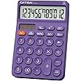 CATIGA 12 Digit Desktop Calculator Basic Desk Calculator with Large LCD Display, Big Buttons, 4 Function, Solar and Battery Dual Power, for Office, School, Home, SD-1292 Purple