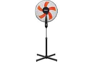 Belaco Stand Fan Pedestal fan 16" Oscillating free stand fan Floor fan adjustable height Black & Oranage