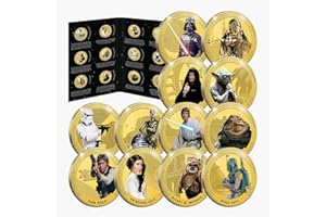 FANTASY CLUB 12 Monedas Oficiales de Star Wars, Trilogía Original Episodios IV-Vi - 44mm Cada una presentadas en un Bonito Album de coleccionista. Edición Limitada