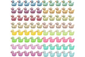Lpolkvemelh 80 Pack Mini Resin Ducks, Colorful Glitter Tiny Duck, Figures to Hide Miniature Plastic Animals for DIY Aquarium Dollhouse Micro Garden Dollhouse Potted Plant Birthday Party Decoration
