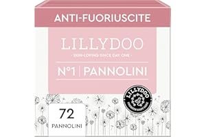 Pannolini LILLYDOO delicati sulla pelle - taglia 1 (2-5 kg), pacco scorta (72 unità), protezione contro le fuoriuscite, morbidi, senza profumi & lozioni e dermatologicamente testati