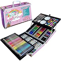Shuban Deluxe Art Set Box & Drawing Kit with Crayons, Oil Pastels