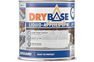 Drybase Liquid Damp Proof Membrane (1 Litre, White) - Damp Proofing Paint for Internal Walls and Floors. Waterproof Paint