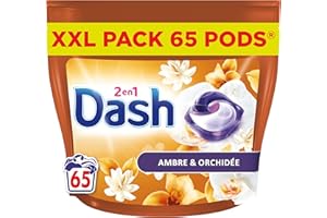 Dash 2in1 PODS, Lessive En Capsule, 65 Lavages, Souffle Précieux, Avec une touche d’huiles essentielles et Lenor, Fabriquée En France