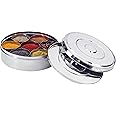 Zinel 7116 Spice Box/Masala Dabba with 7 Comparments and 2 Stainless Steel Lid, 22 cm, Silver