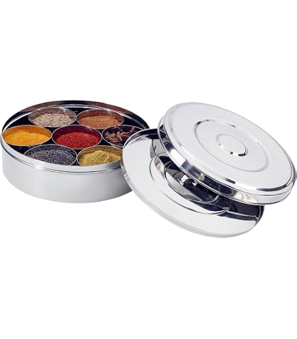 Contenitore per spezie in legno indiano Masala Dabba vintage - Italia