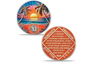 Imasoner 11 Year Sobriety Coin – Beach Serenity Diamond AA NA Chip Medallion with Serenity Prayer | Recovery Gift for Men & Women in Narcotics Alcoholics Anonymous