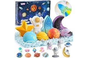 vamei Bombas de Baño con Juguete Sorpresa Bomba de Baño Arco Iris Juguete Espacial, Set de Regalo de Bombas de Baño con Sales de Baño y Aceites Esenciales, Hecho a Mano Apto Regalo de para Niños Niñas