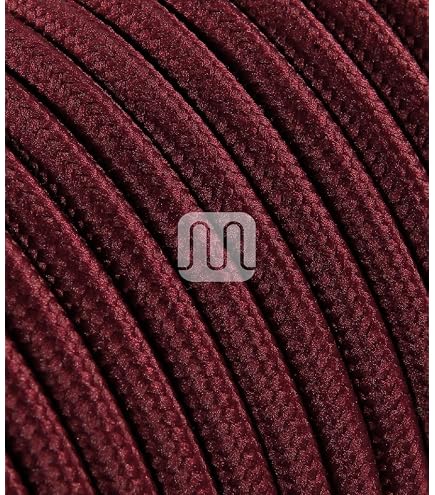 Textilkabel Für Lampen – 3-adrig (3x0,75mm²), 10 Meter, Bordeaux | Stoffüberzug, Made In Italy, Für Kronleuchter & Pendelleuchten