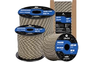 Abma Cord Paracord 3mm 100% Nylon Corda 30m Tipo II Corda da Paracadute a 3 Fili - Max. 192 kg - Woodland Camo