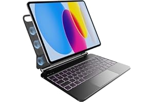 pankeybd Custodia con tastiera per iPad A16 2025 e iPad 10ª generazione 2022, Retroilluminazione a 7 colori, Trackpad multi-touch, Design magnetico fluttuante, Nero