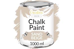 Creative Deco Beige Kalkfinish Kritfärg | 1 L | Matt och Tvättbar | Perfekt för Möbelrenovering
