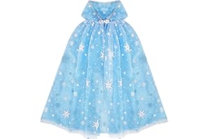 XEPST Princess Cape Princess Cloak for Girls, Princess Hooded Cape Sparkling Snowflake Cape Princess Dress Up Accessories for Halloween Christmas Costume Carnival Birthday Party Cosplay